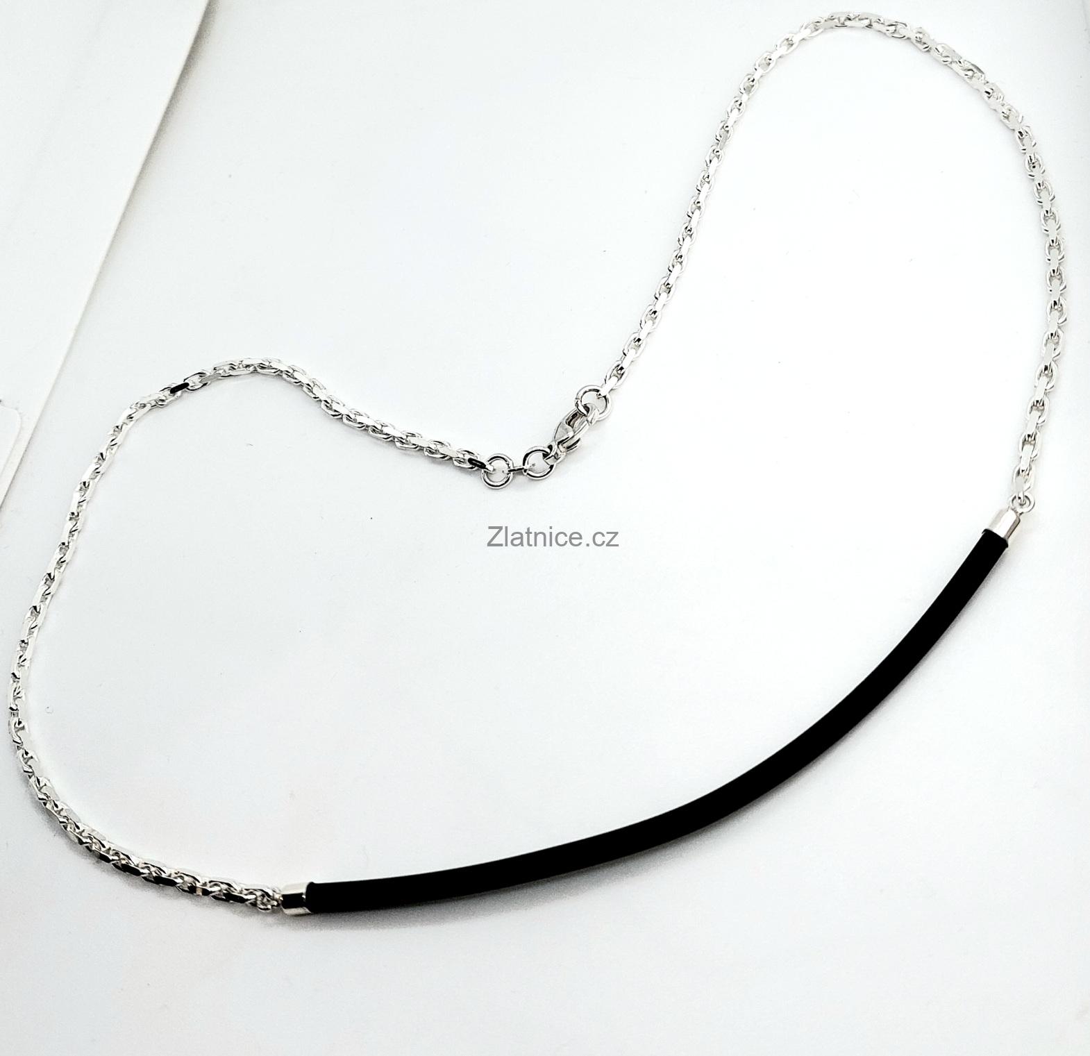 Modelový pánský stříbrný řetízek s kaučukem