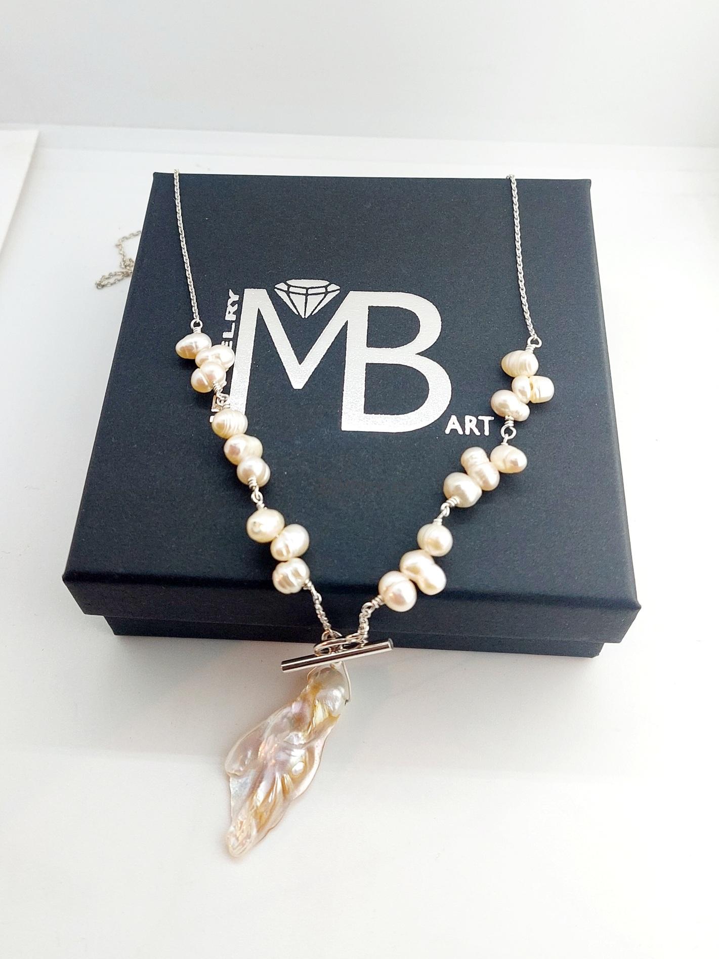 PHILIPINES- stříbrný modelový náhrdelník a filipínské perly 