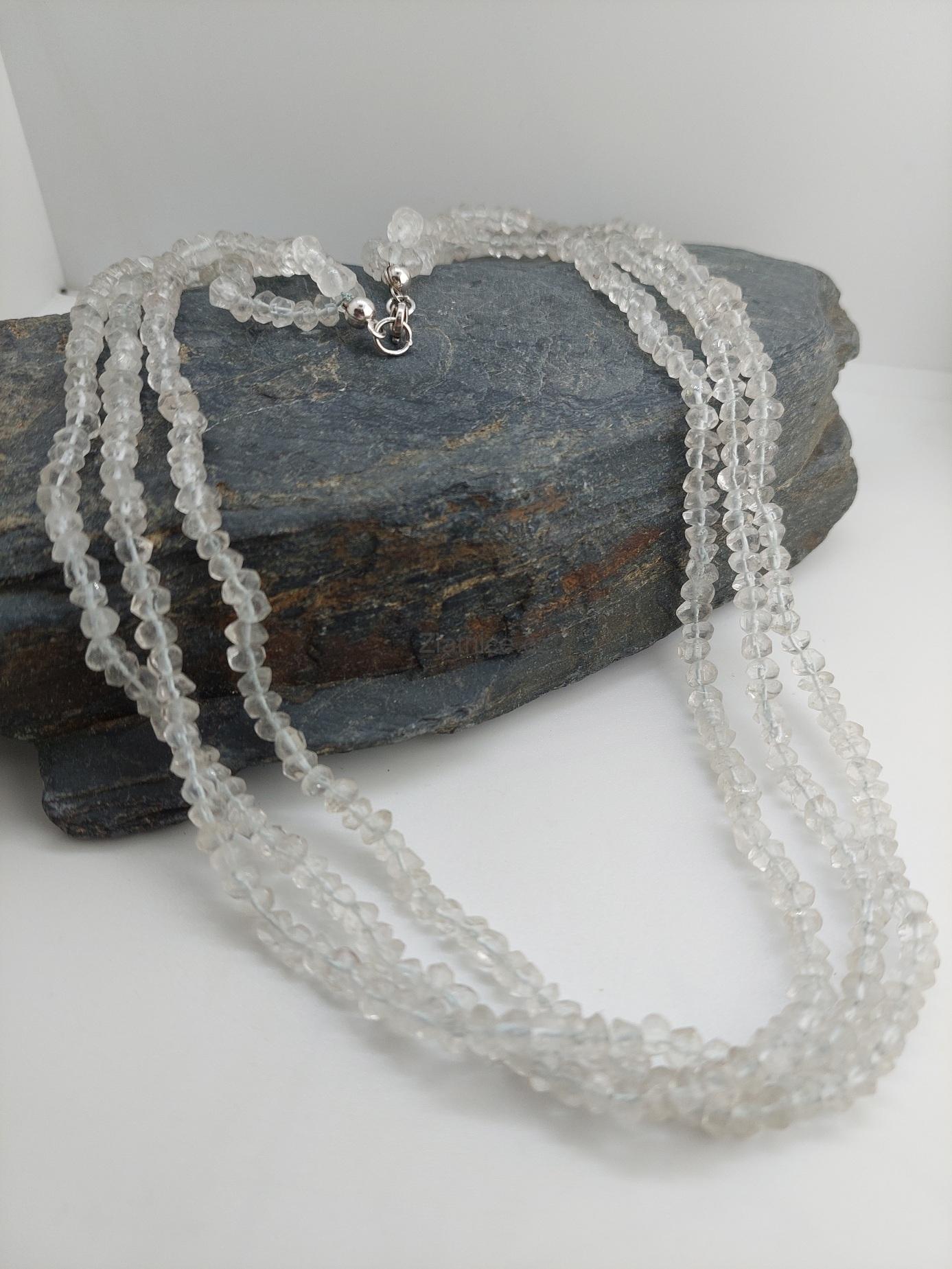 Pravý akvamarín náhrdelník Ag 