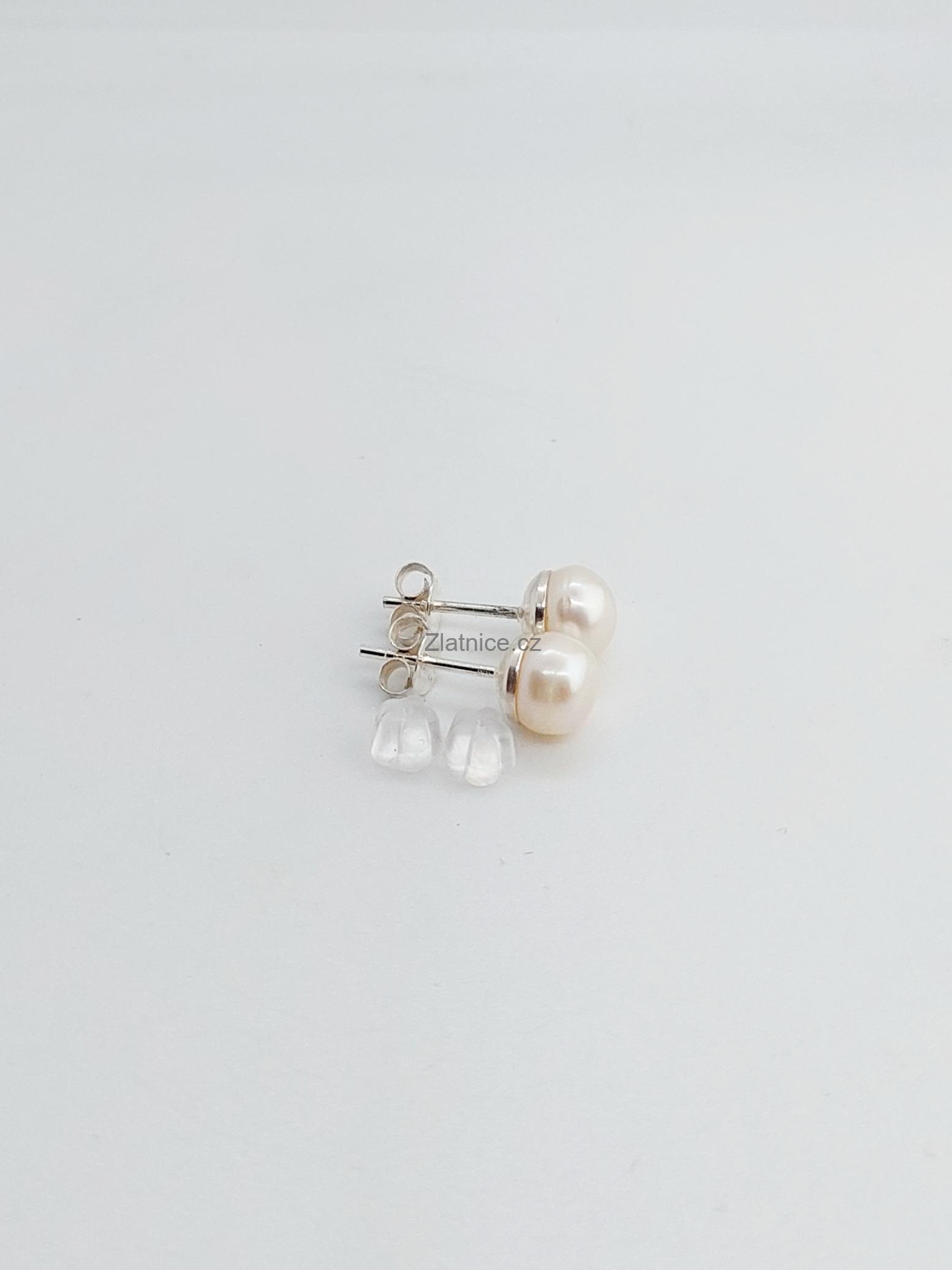 Stříbrné náušnice pecičky s perlami 7,0 mm