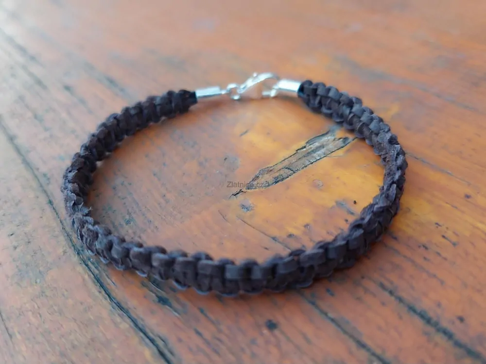 "REK" Modelový pánský kožený náramek, stříbro