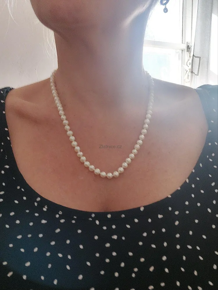 Přírodní perlový náhrdelník Ag 925/000, 50 cm