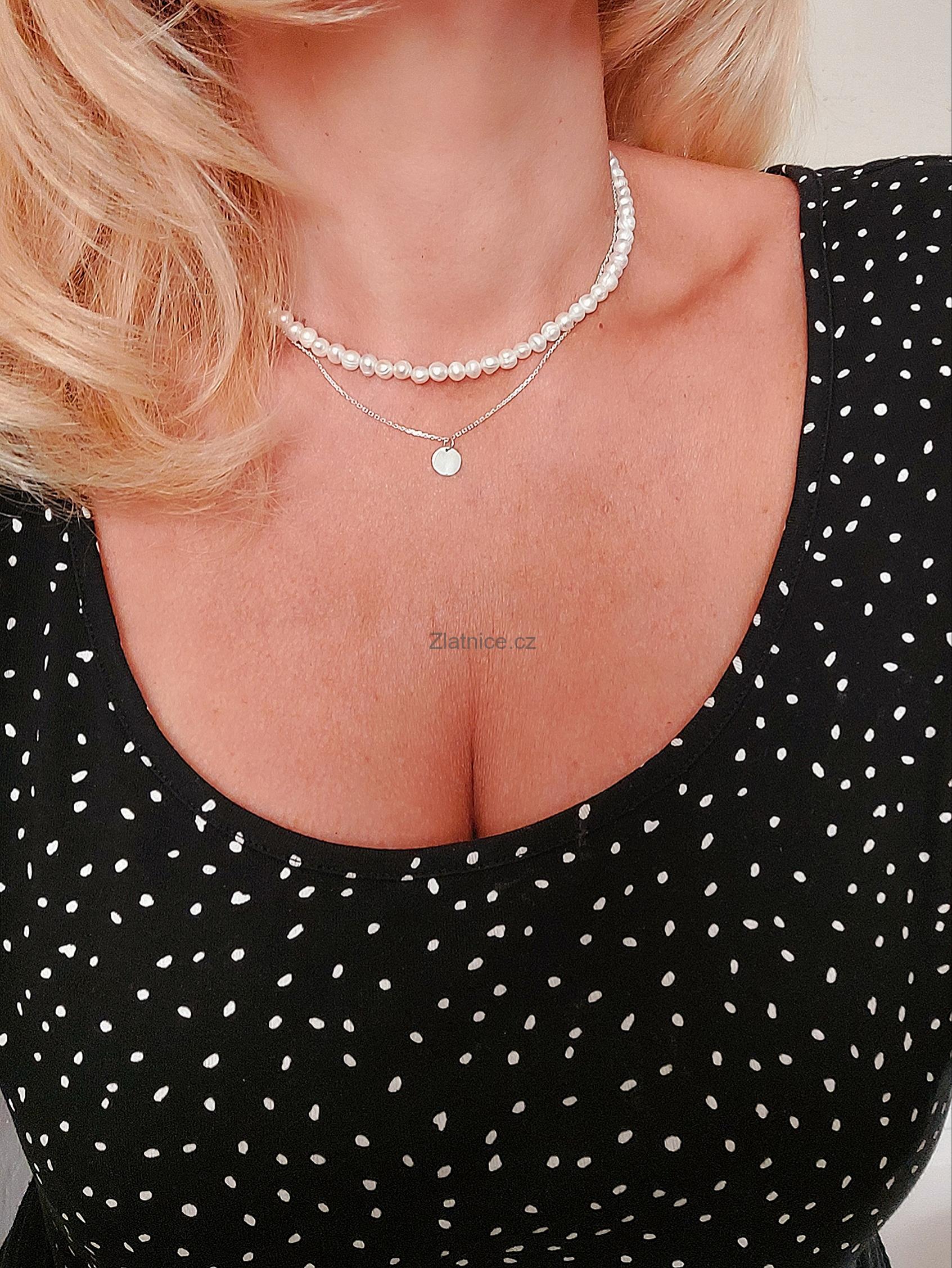 "SUZY" Modelový stříbrný dvoj náhrdelník s perlami