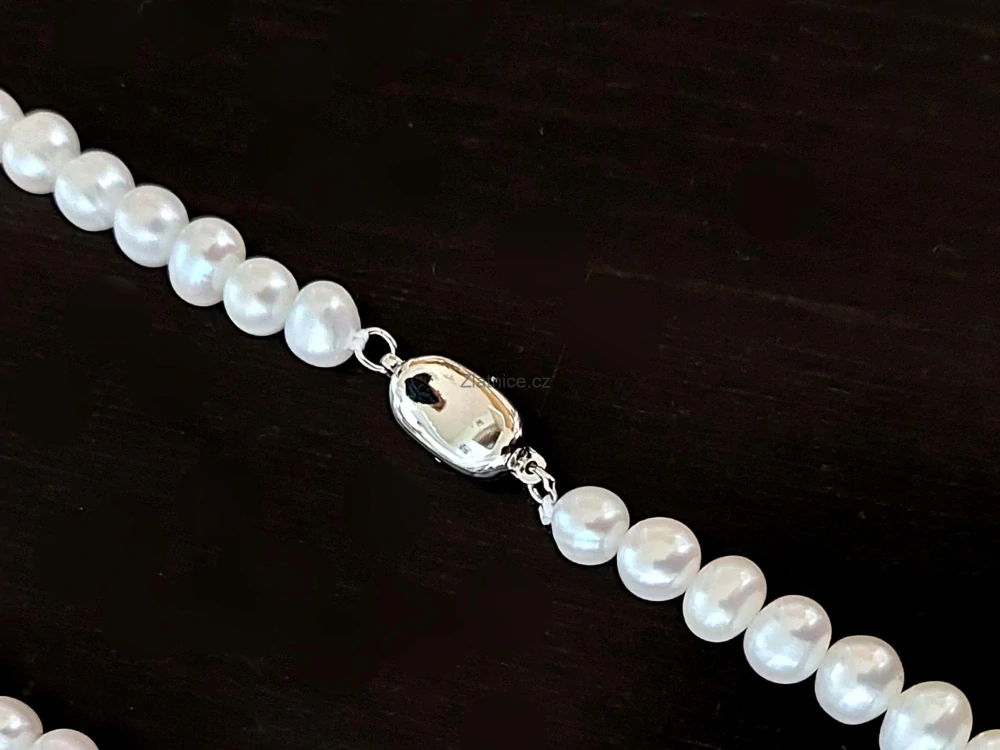 "KAM" Sladkovodní bílé perly - náhrdelník, stříbro 925