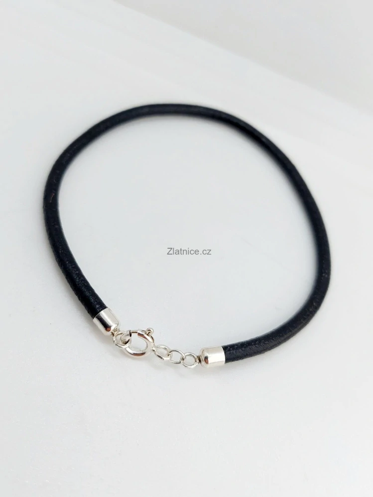 Kožený náramek 0,3mm, Ag, 19 cm.