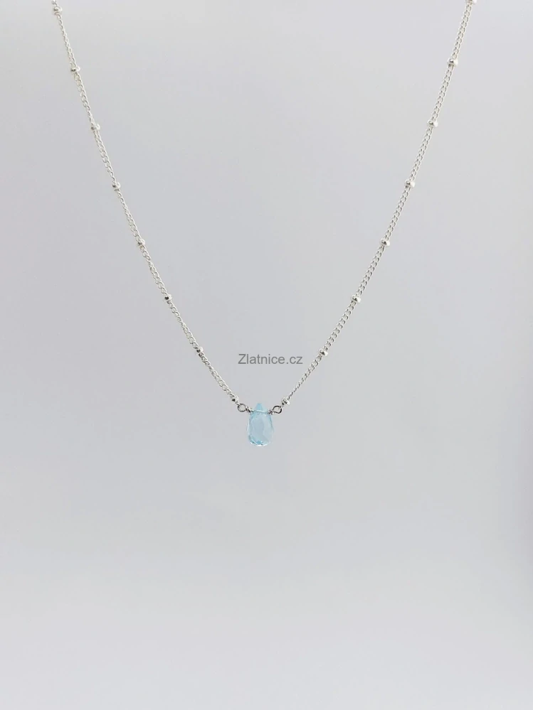 Řetízek s facetovaným topazem délka 41 cm, Ag 925