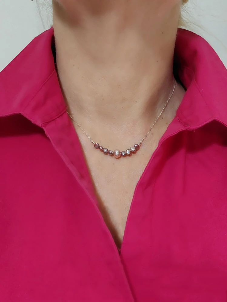 Řetízek sladkovodní perly délka 40 cm, Ag 925