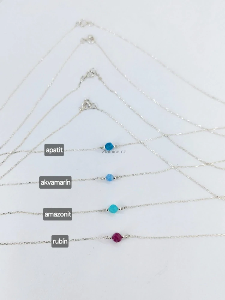 Řetízek minimalistický stříbrný s apatitem