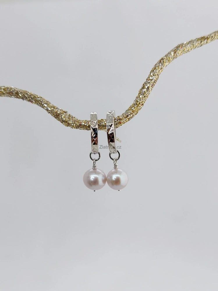 Náušnice GERA modelové stříbrné se šedými perlami RH