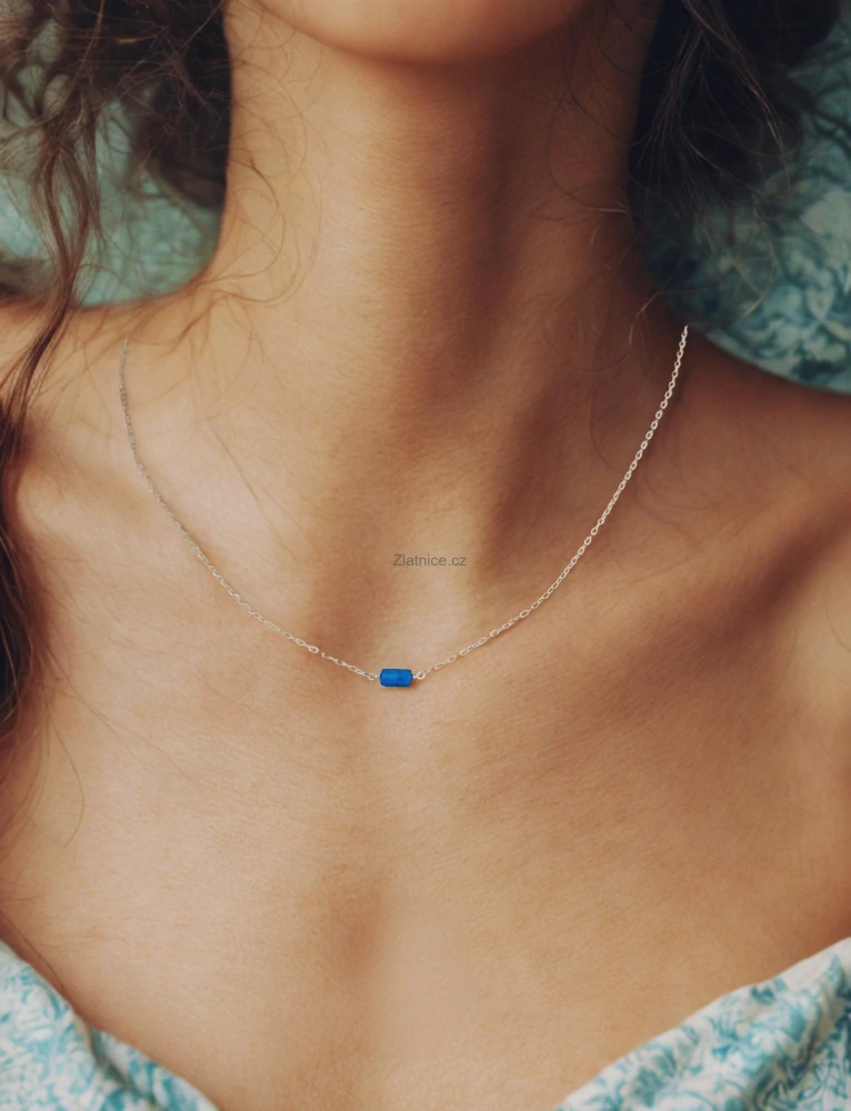 Minimalistický stříbrný náhrdelník ZEN s tyrkysem