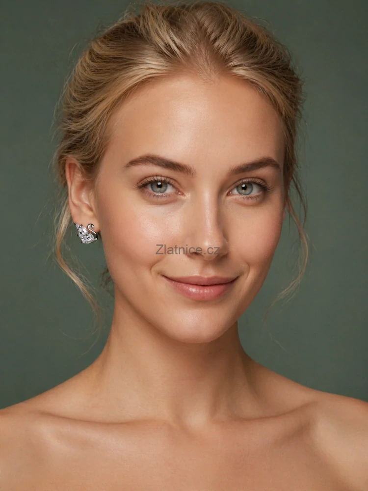 Elegantní stříbrné náušnice LABUŤ