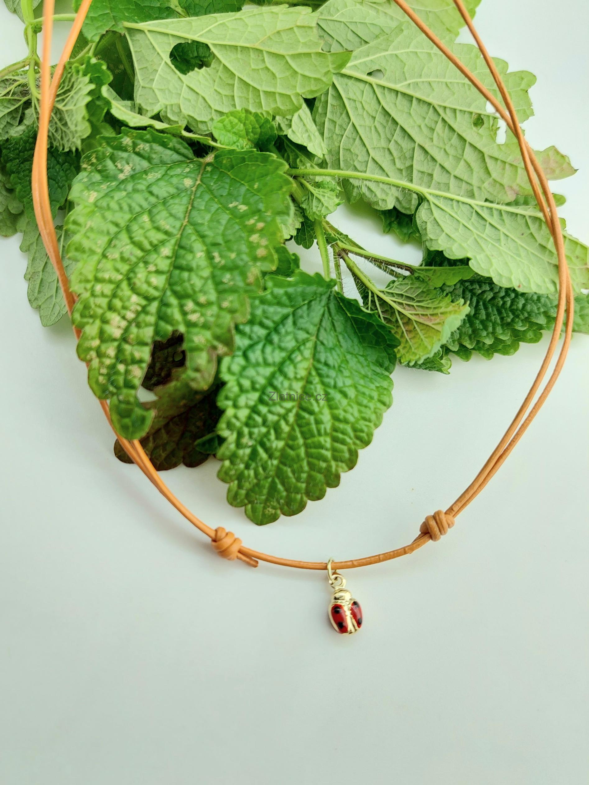 Dětský zlatý přívěsek BERUŠKA na kůži 