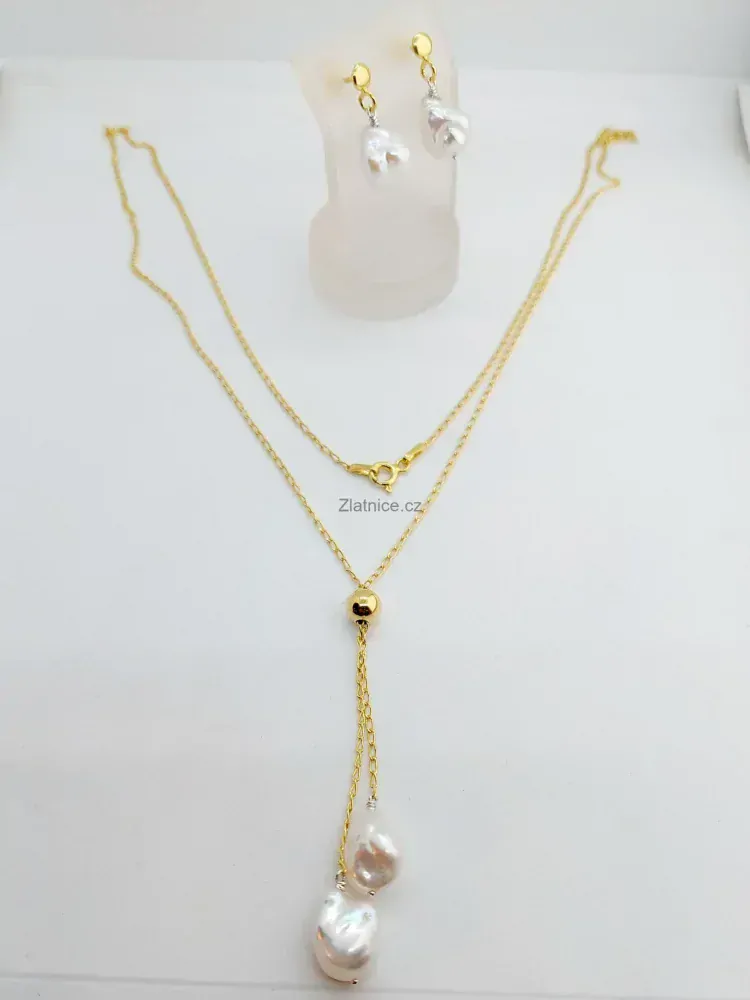 Náušnice s barokními perlami Ag zlacené