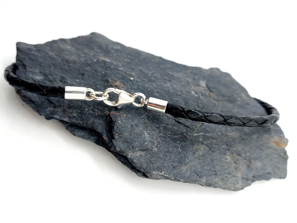 Pánský kožený náramek Ag 0,35mm