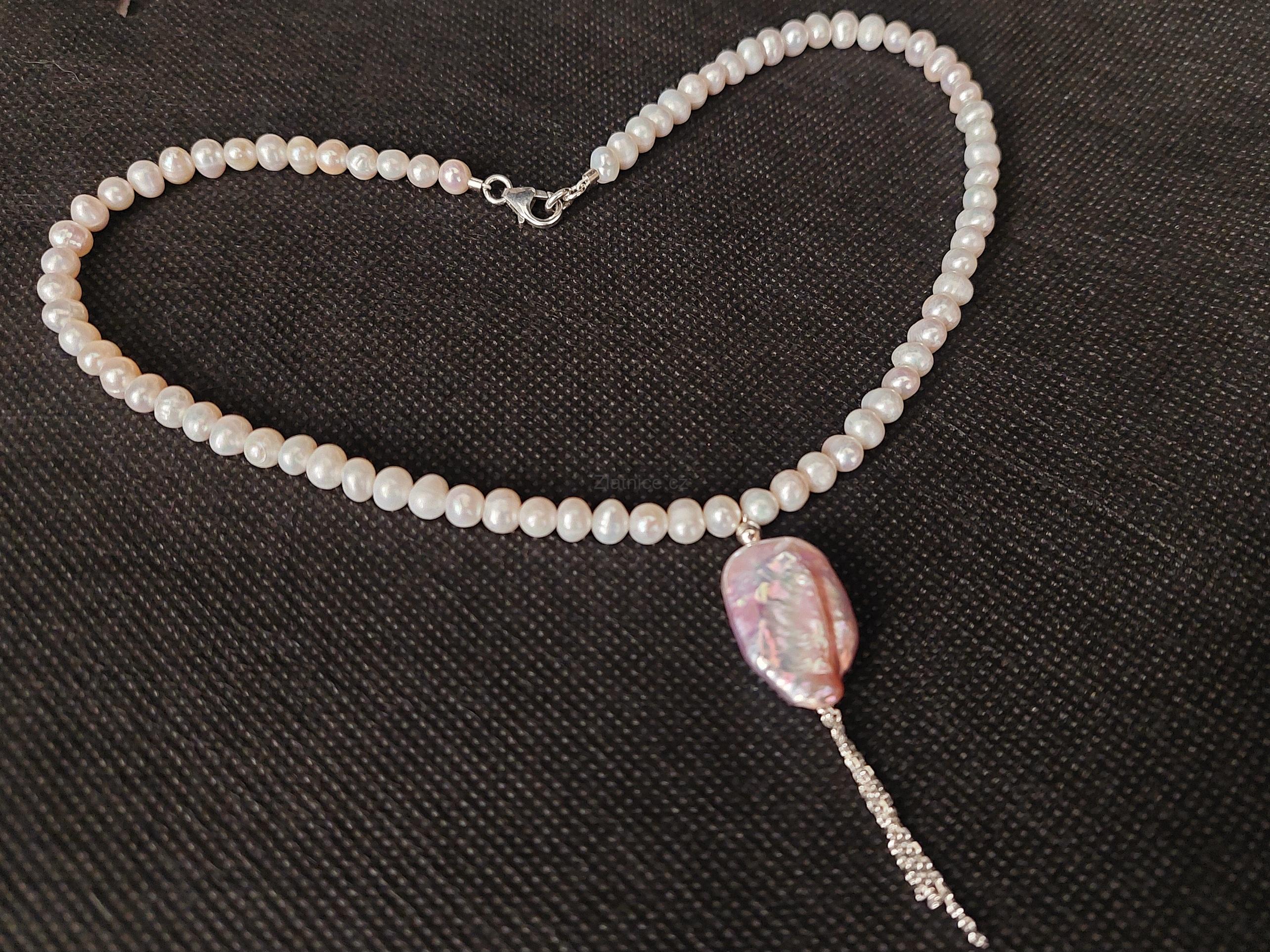 "CACO" Modelový náhrdelník sladkovodní perly, Ag