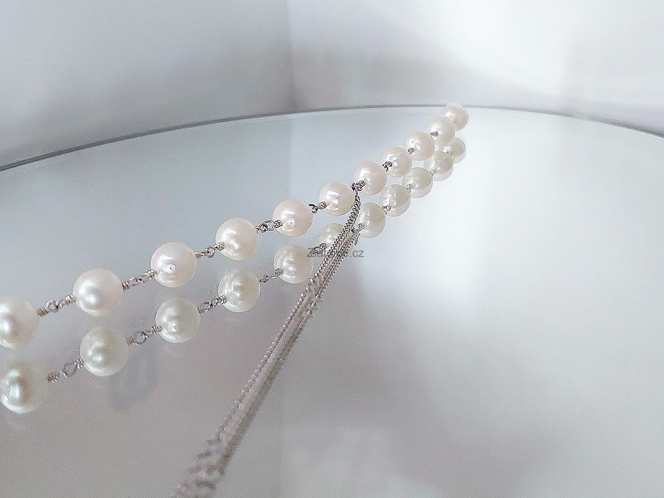 "BIBI" ART náhrdelník perly, Ag