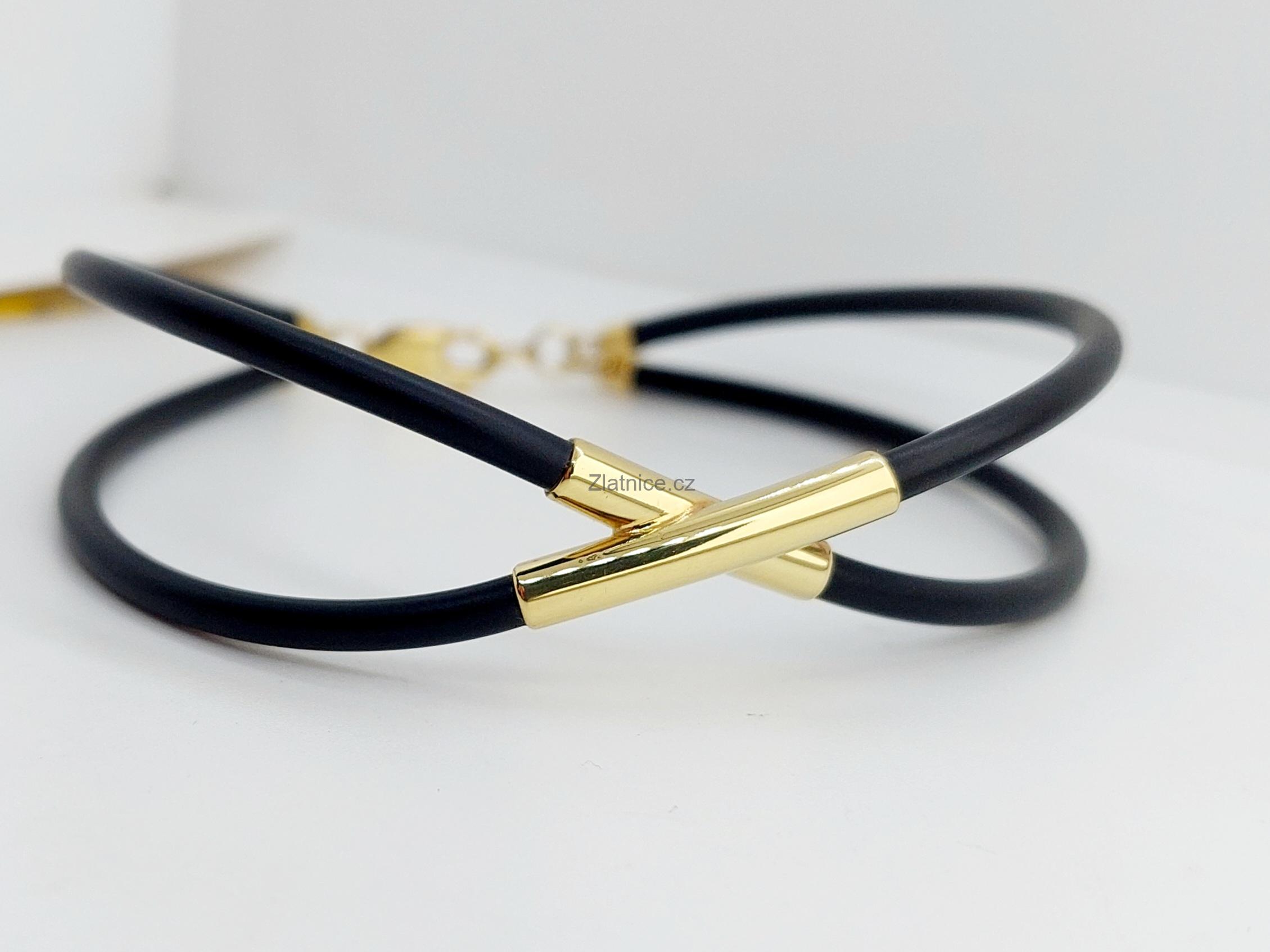 Modelový pánský náramek - kaučuk Ag pozlacené 14Kt zlatem 