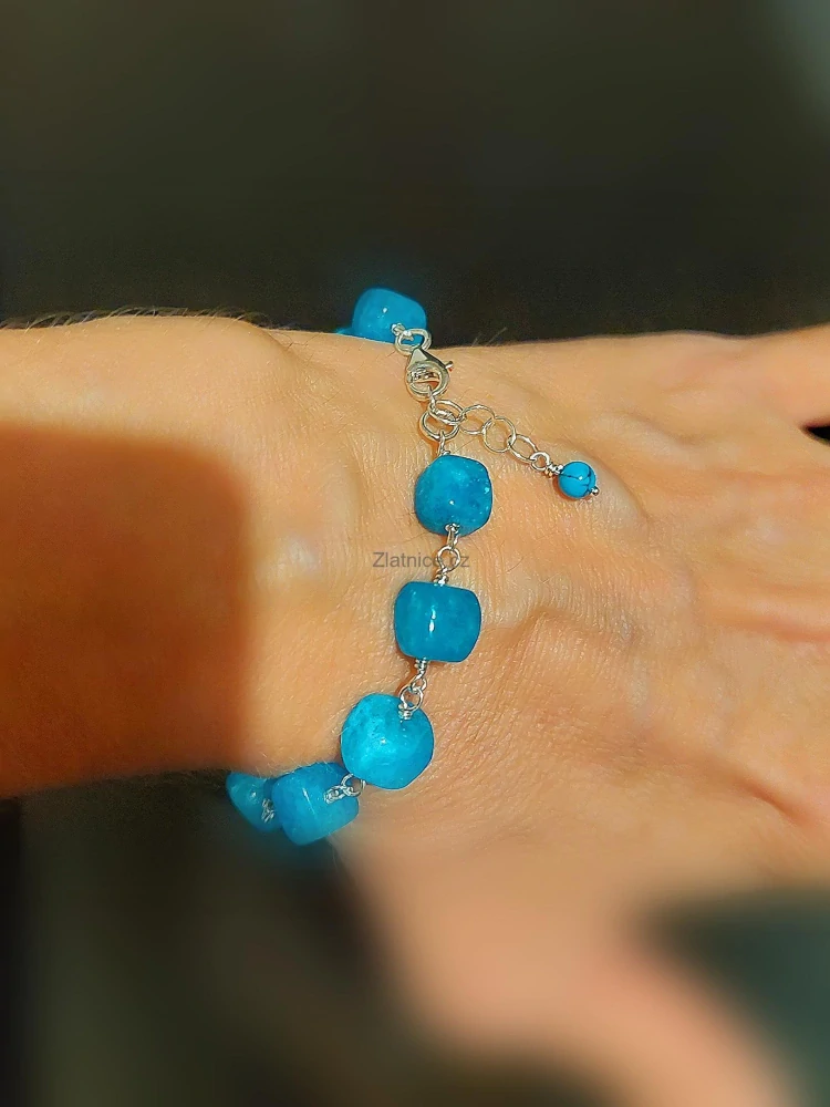 "CUBIC" Modelový stříbrný náramek s Amazonitem