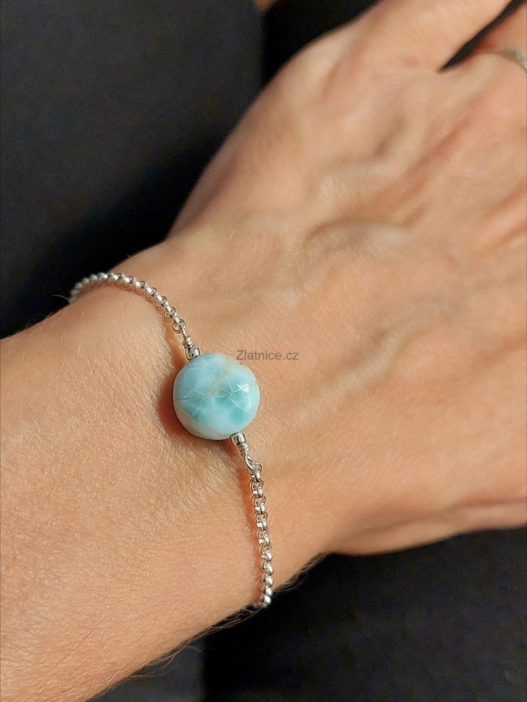"BREA" Originální náramek pravý larimar, Ag