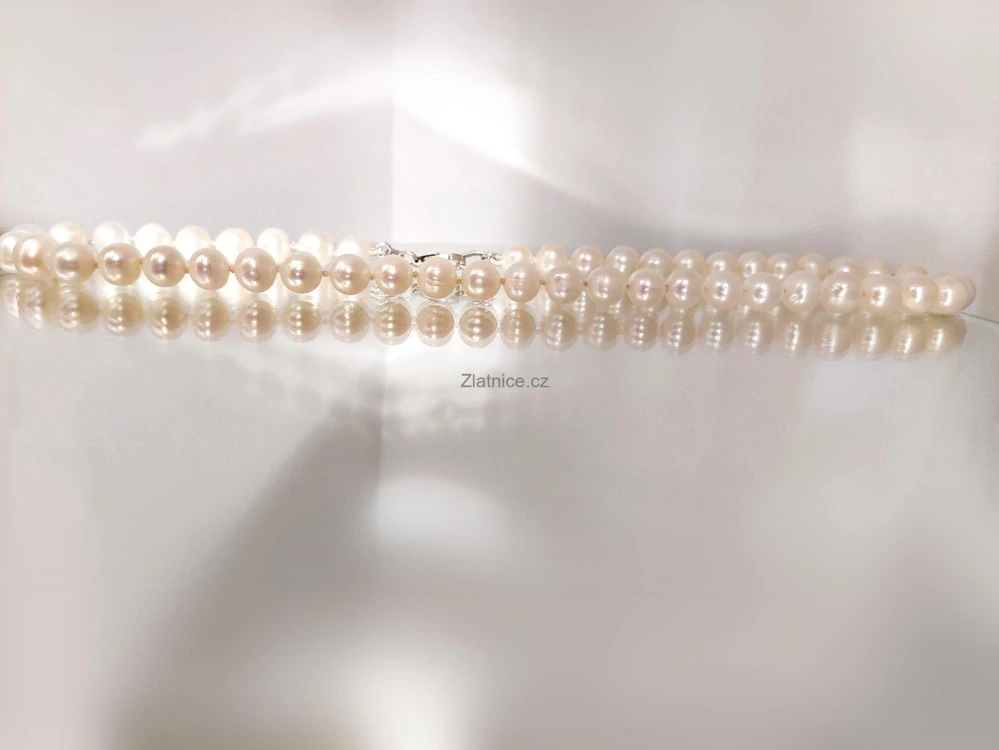 "COA" klasické sladkovodní bílé perly, stříbro