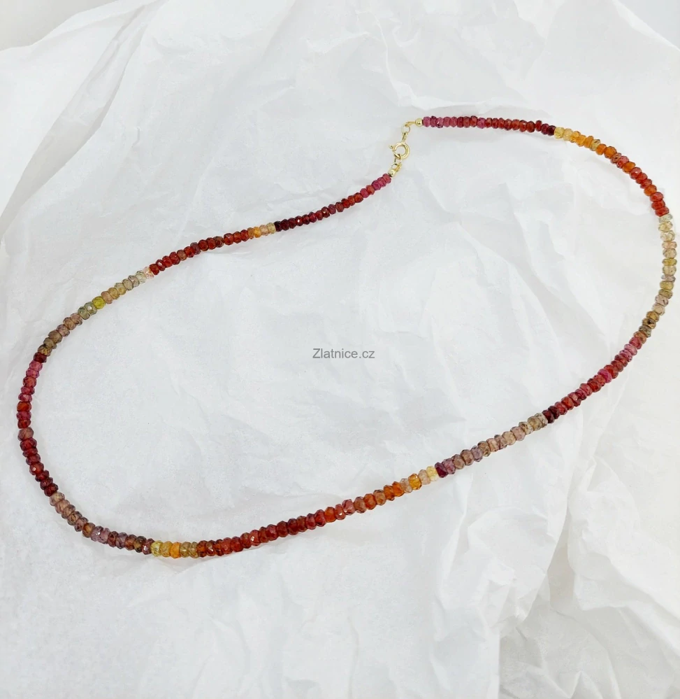 Náhrdelník "SEN" Tundru safíry AAA+ ve žlutém zlatě 14Kt 