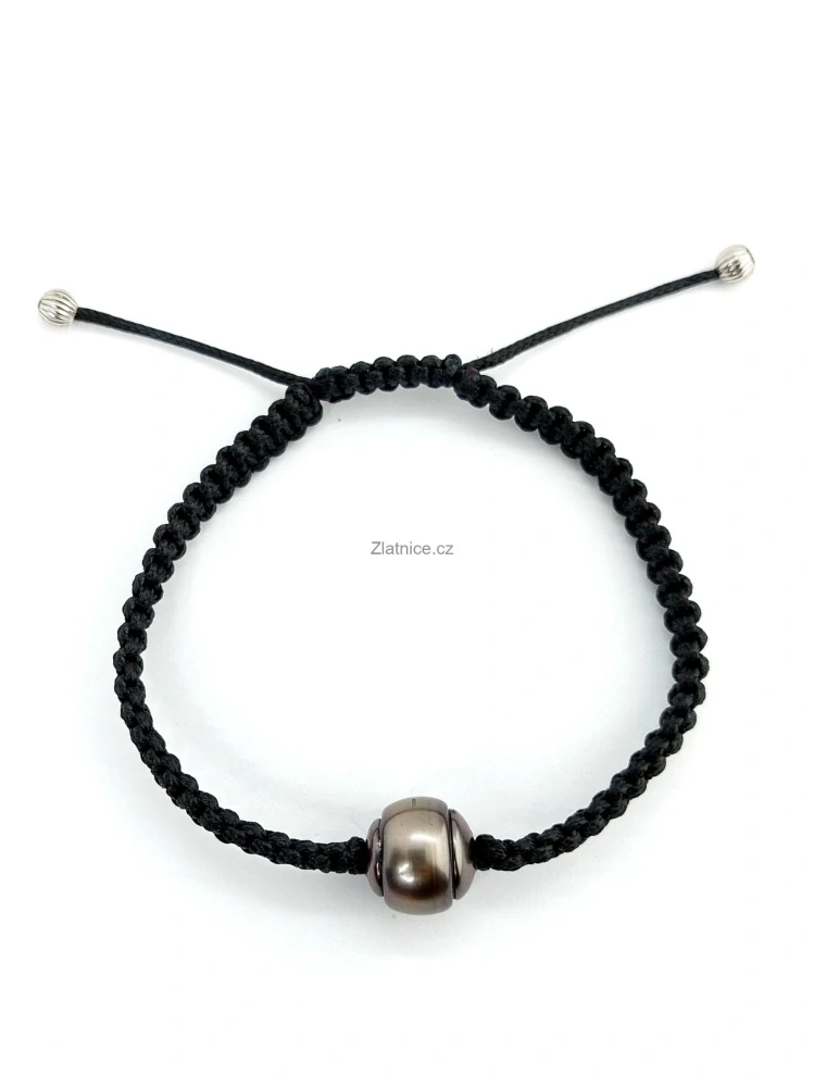 Náramek "MESSI" Macramé tahitská perla Ag 925 Rhodium