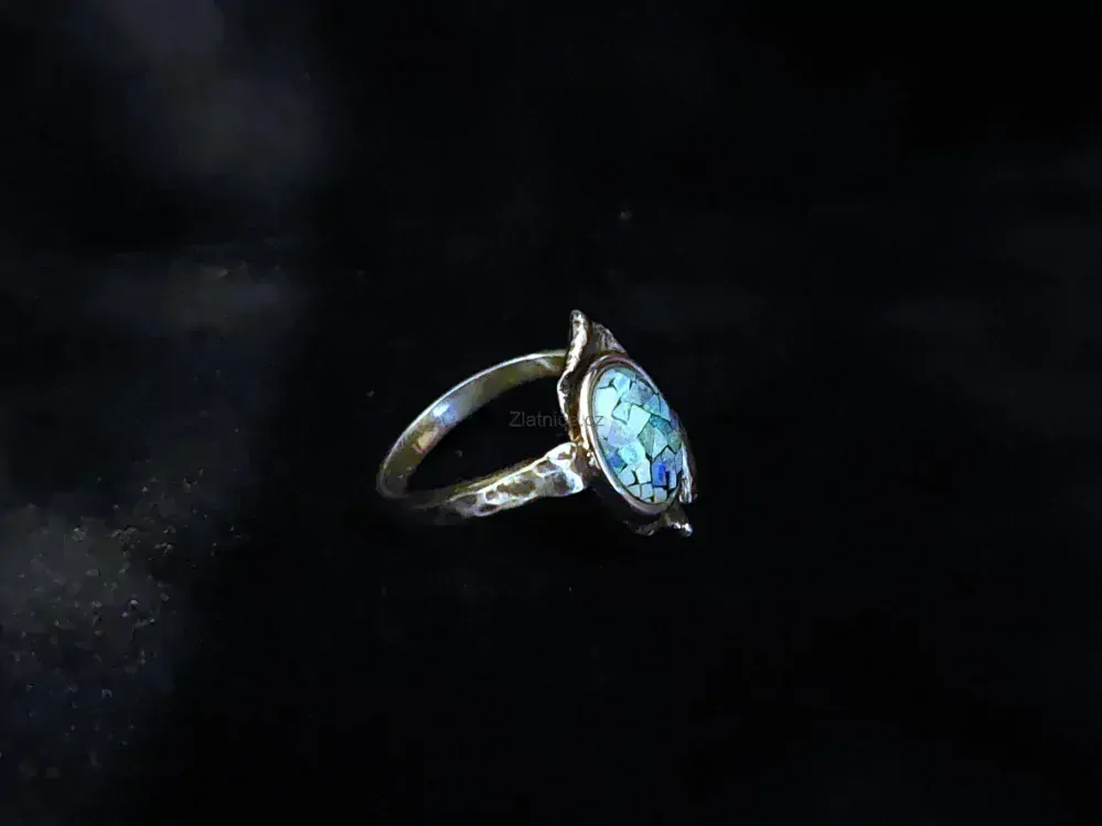 "DRAČÍ OKO" uni prsten s mozaiovým opál v Ag
