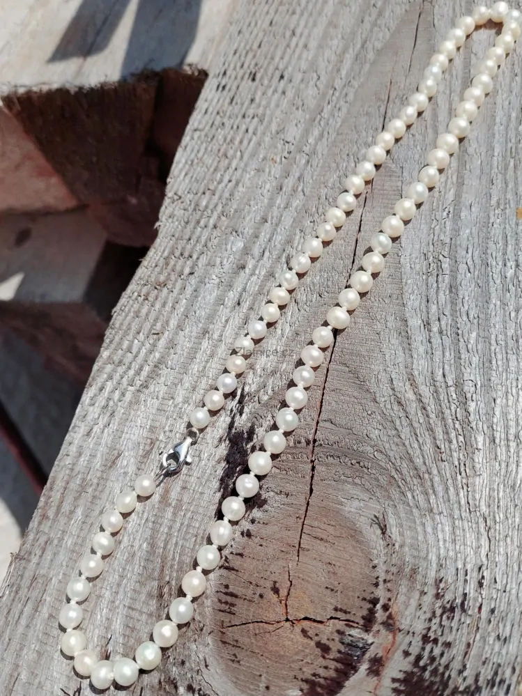 Přírodní perlový náhrdelník Ag 925/000, 50 cm