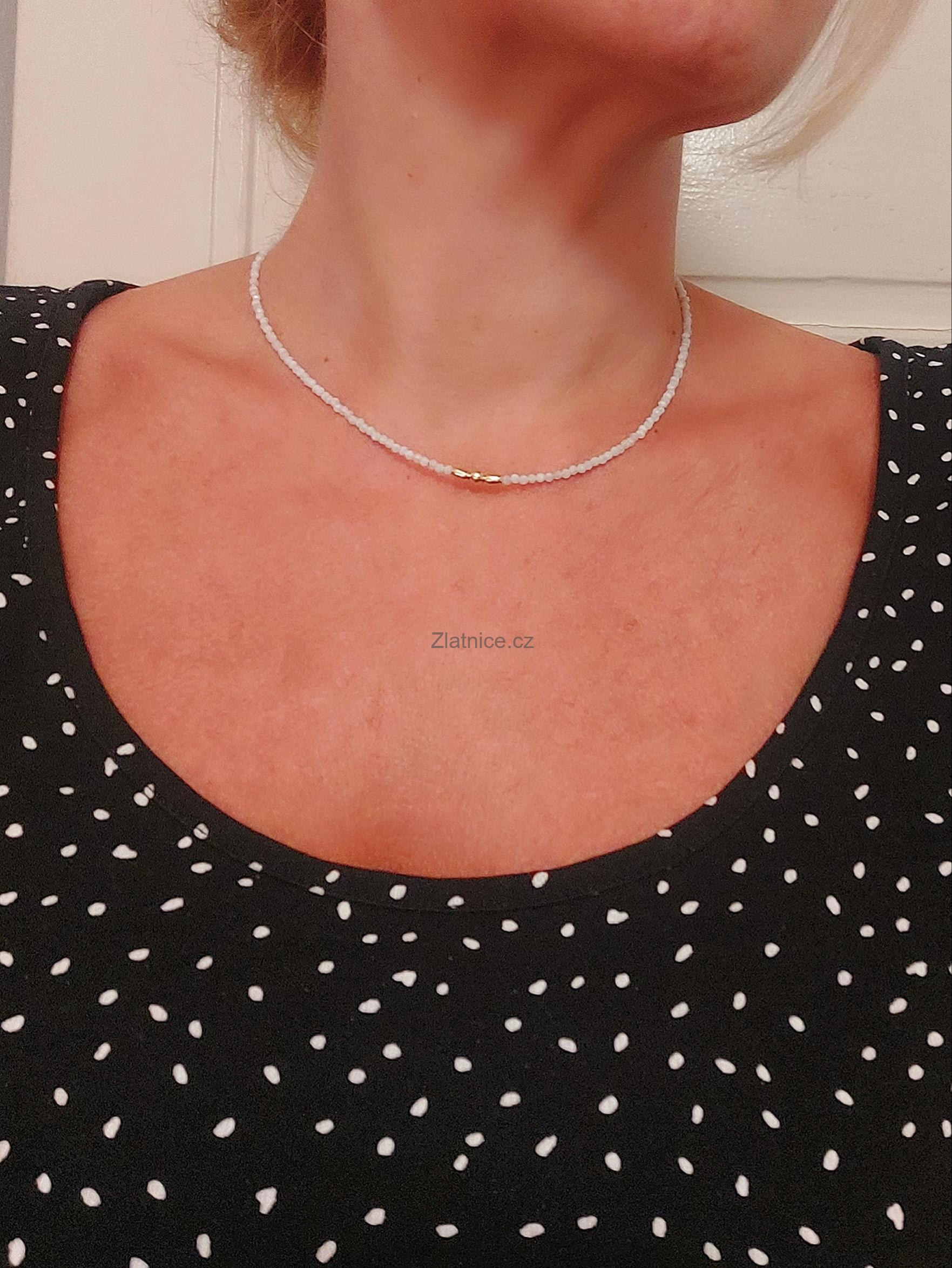 "MOON" náhrdelník s měsíčním kamenem ve zlatě 14Kt