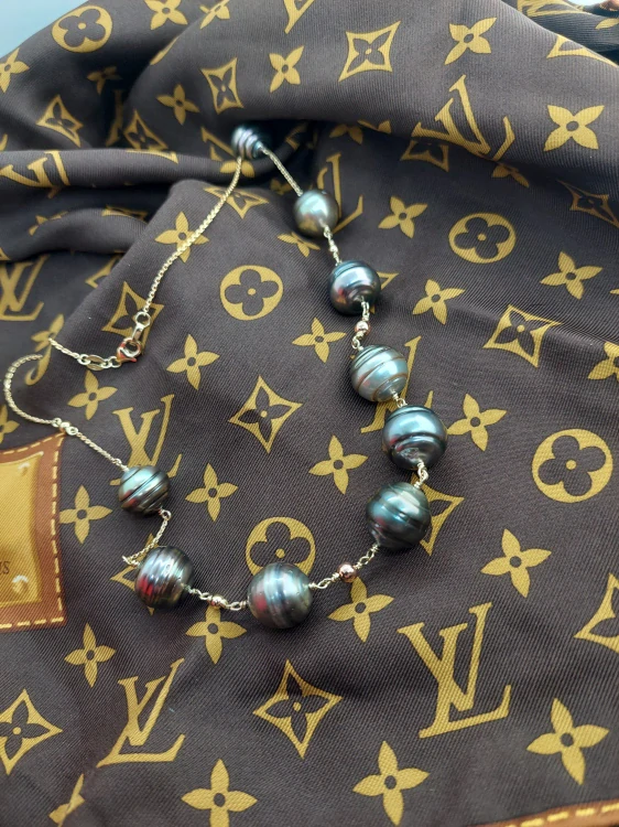 "LADY" mořské barokní tahitské perly, 14Kt zlato