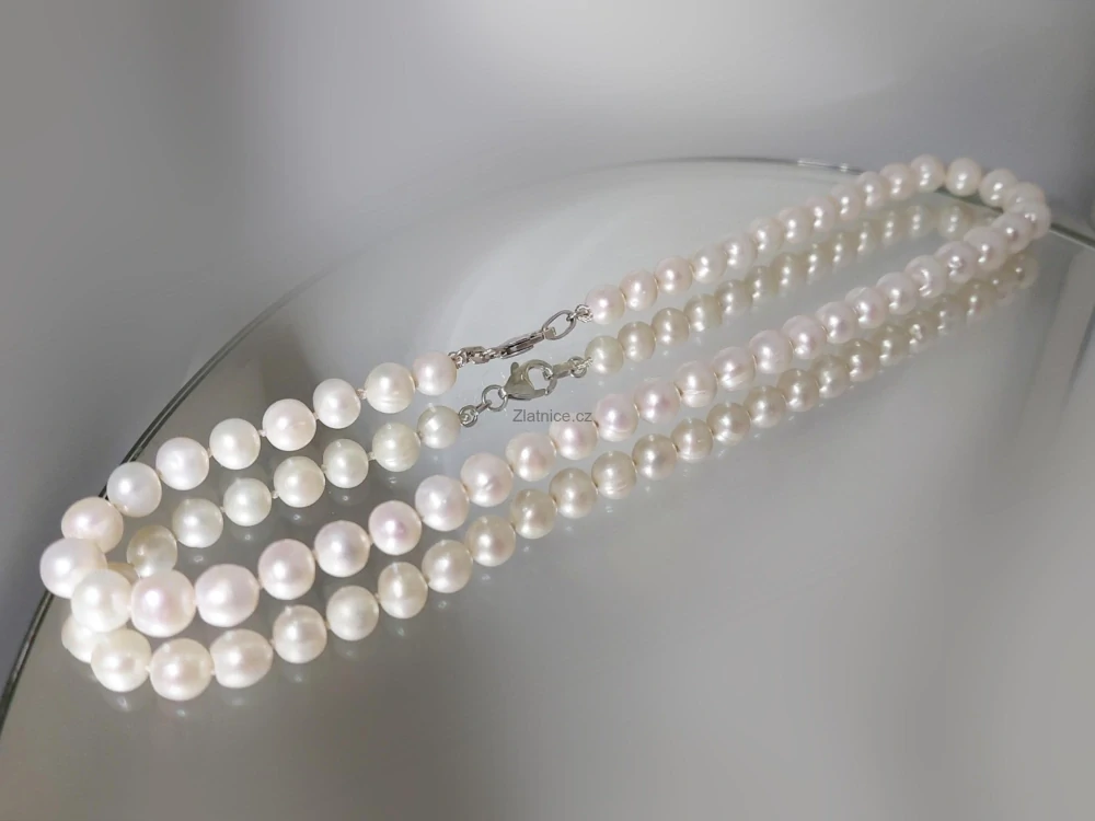 "COA" klasické sladkovodní bílé perly, stříbro