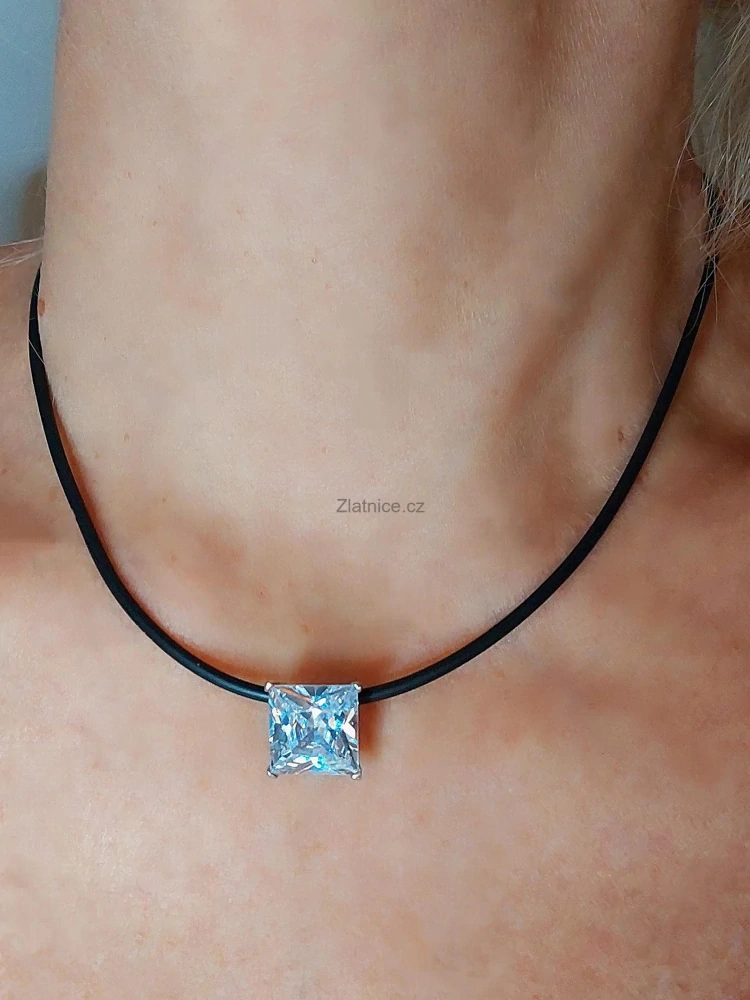 Náhrdelník model "KALA" zirkon, stříbro rhodiované