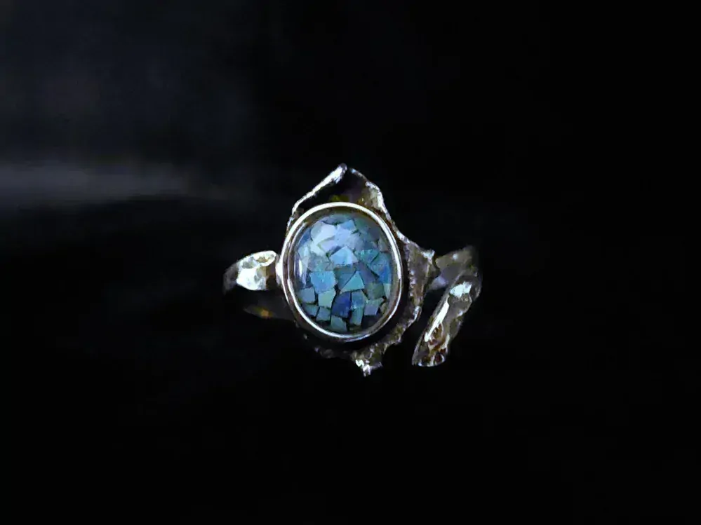 "DRAČÍ OKO" uni prsten s mozaiovým opál v Ag