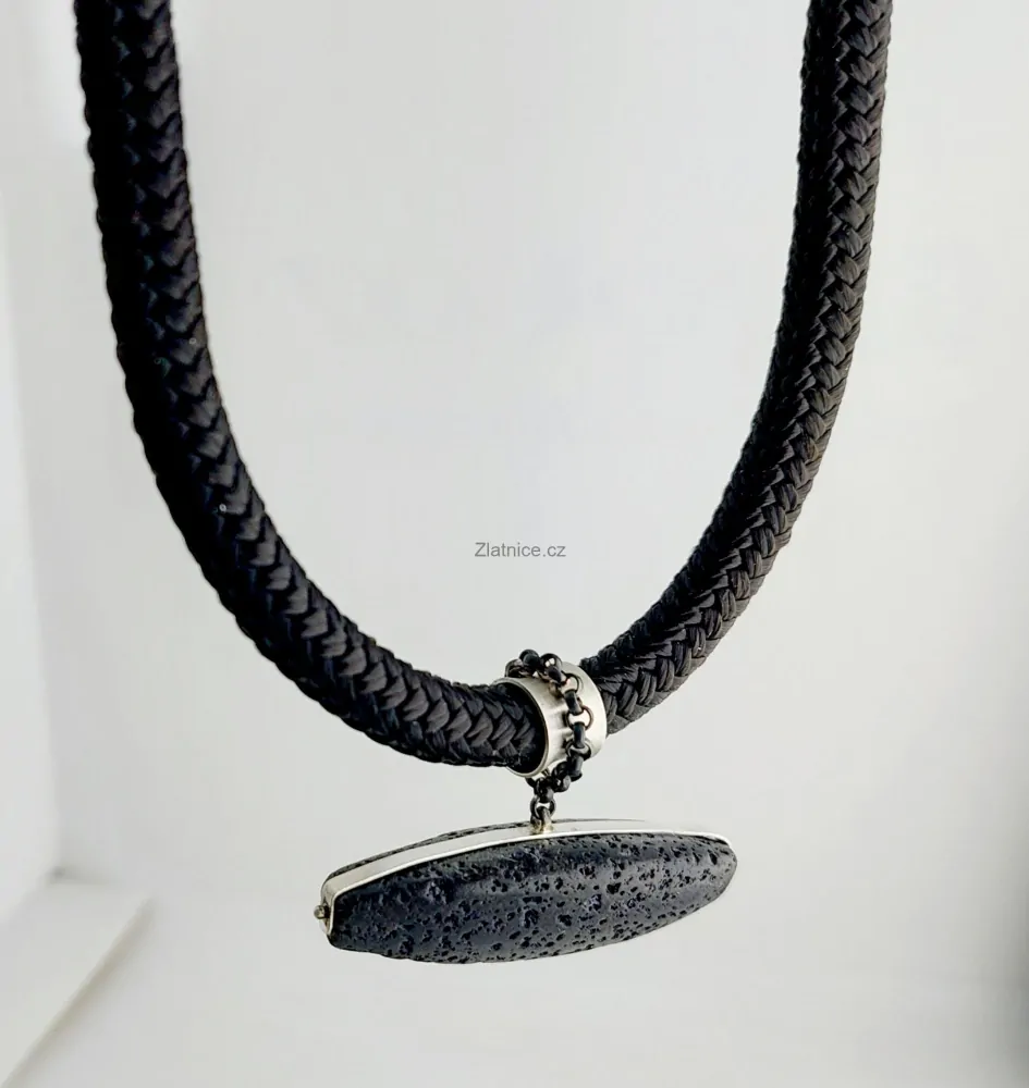 "WAB"autorský náhrdelník s lávou ve stříbře