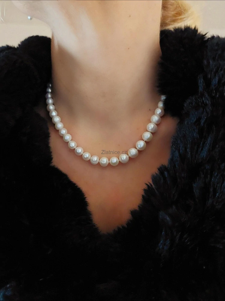 "COA" klasické sladkovodní bílé perly, stříbro