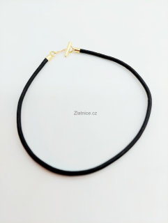 Pánský kožený náramek - žluté zlato 14Kt 