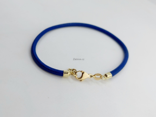 Pánský kožený náramek 14Kt žluté zlato