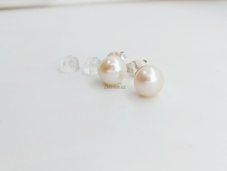 Stříbrné náušnice pecičky s perlami 7,0 mm