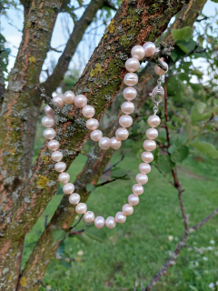 "COCO" náhrdelník sladkovodní pudrové perly, Ag