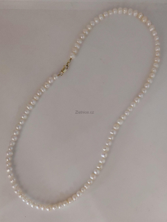 Sladkovodní krásně bílé perly - náhrdelník, Au14Kt