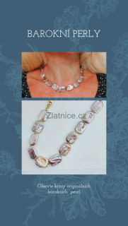 "RICI" náhrdelník sladkov. barok perly, Ag, Au