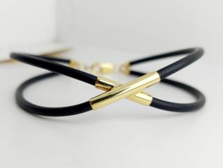 Modelový pánský náramek - kaučuk Ag pozlacené 14Kt zlatem 