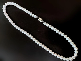 "KAM" Sladkovodní bílé perly - náhrdelník, stříbro 925