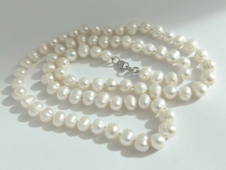"LAY" Sladkovodní bílé perly - náhrdelník 60 cm Ag