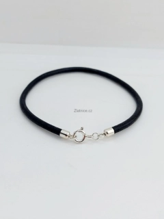 Kožený náramek 0,3mm, Ag, 19 cm.