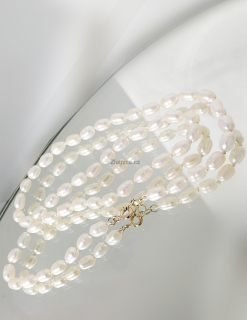 Bílé perly - náhrdelník, zlato 14Kt, 42,5 cm