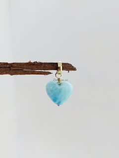 LOVE" přívěsek pravý larimar, žluté 14Kt zlato