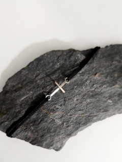 "CROSS" náramek s křížkem bílé 14Kt Au rhodiované