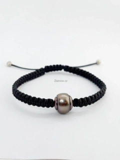 Náramek "MESSI" Macramé tahitská perla Ag 925 Rhodium