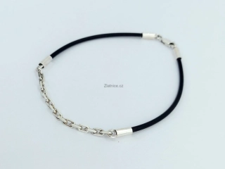 Náramek modelový RENO, kaučuk, stříbro 925